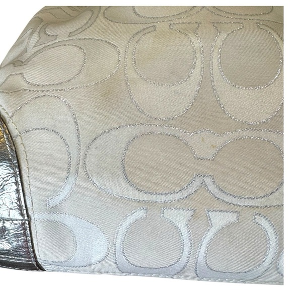 Coach Peyton Silver & White Monogrammed Signature Jacquard Hobo Bag w/ Duster - Picture 13 of 14